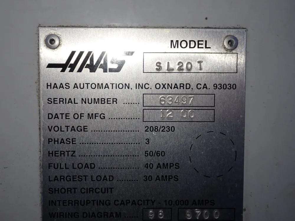 Haas Cnc Lathe - Sl20t