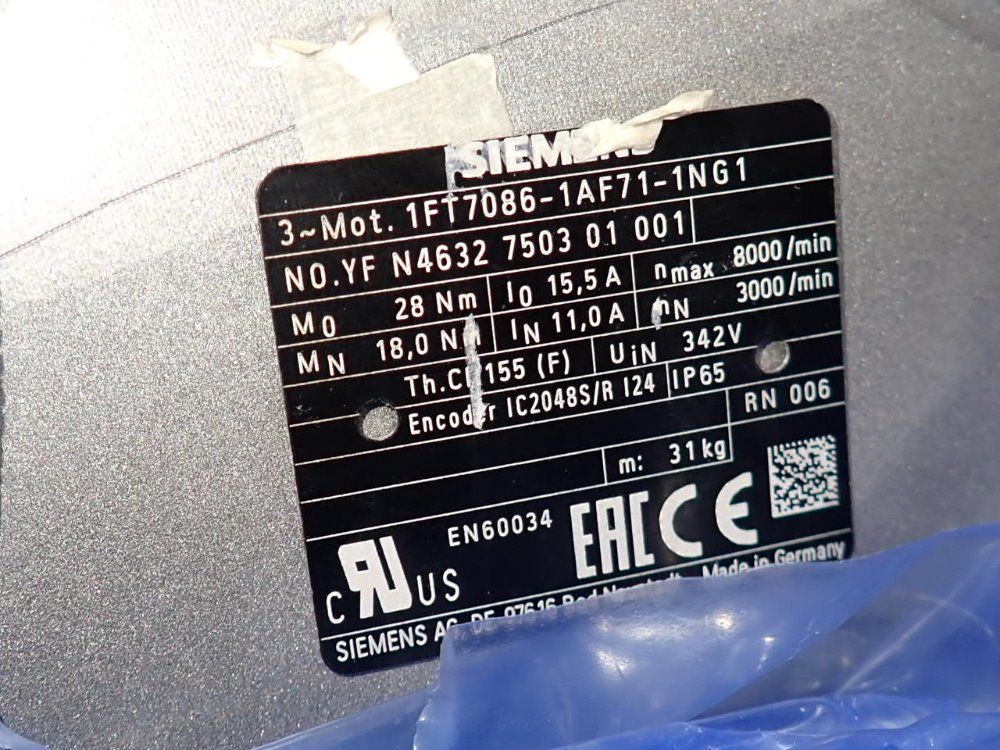 Siemens Servo Motor - 1ft7086-1af71-1ng1
