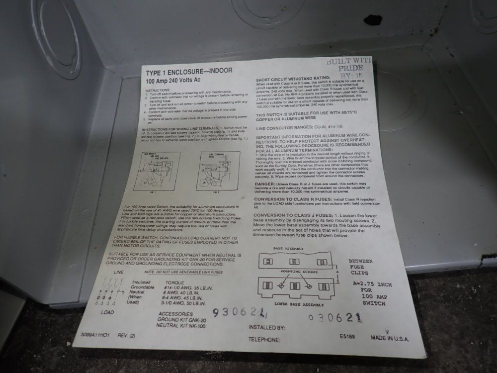 Westinghouse 100 Amps Fusible Disconnect - Hfn325
