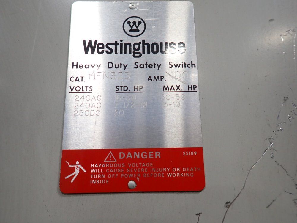 Westinghouse 100 Amps Fusible Disconnect - Hfn325