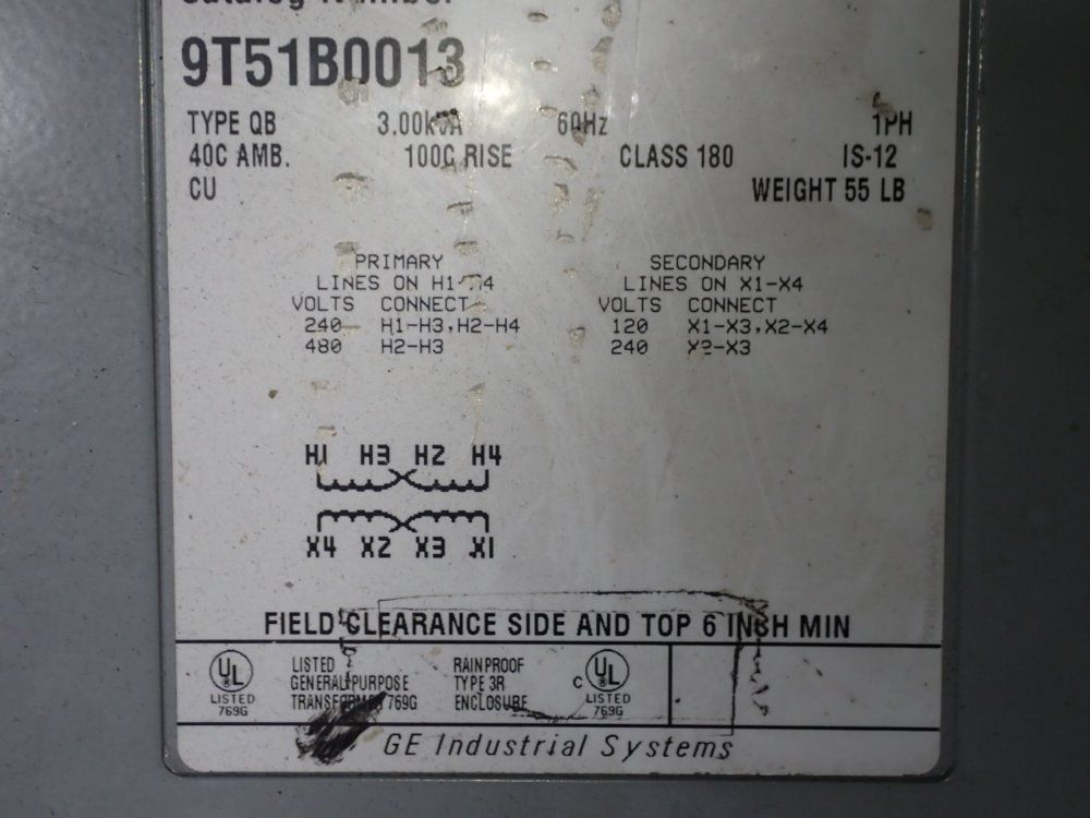 General Electric 3 Kva Transformer - 9t51b0013