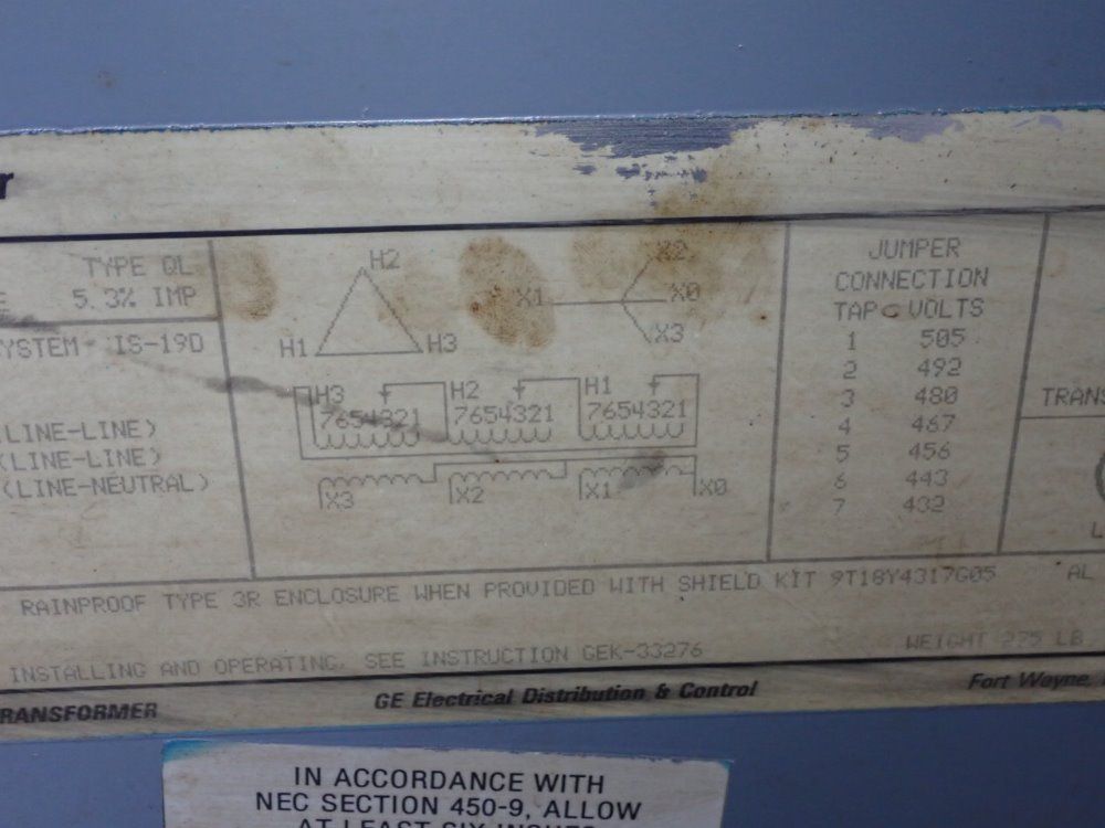General Electric 30 Kva Transformer - 9t23b3852