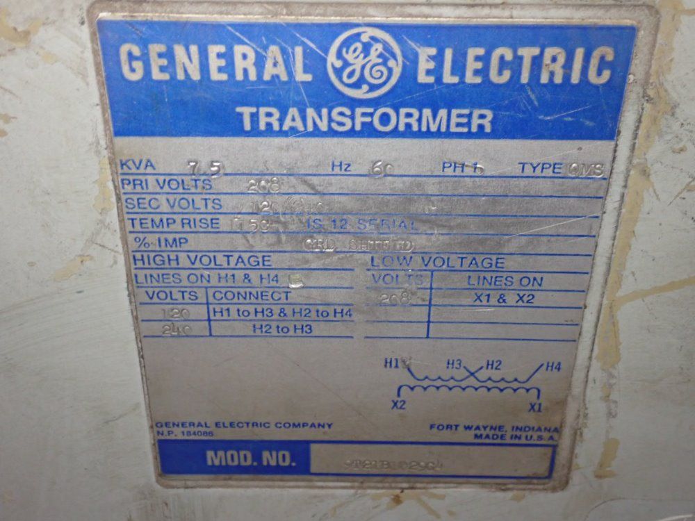 General Electric 7.5 Kva Transformer - 9t21b1029g4