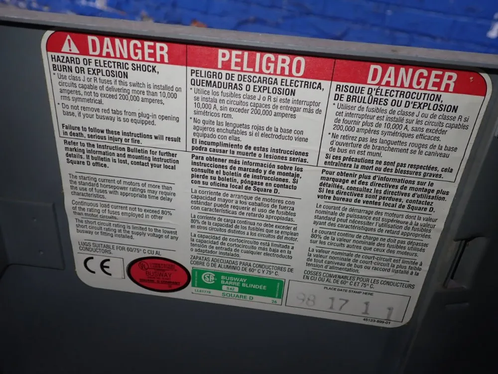 Square D 100 Amp Bus Plug - Pq3610g