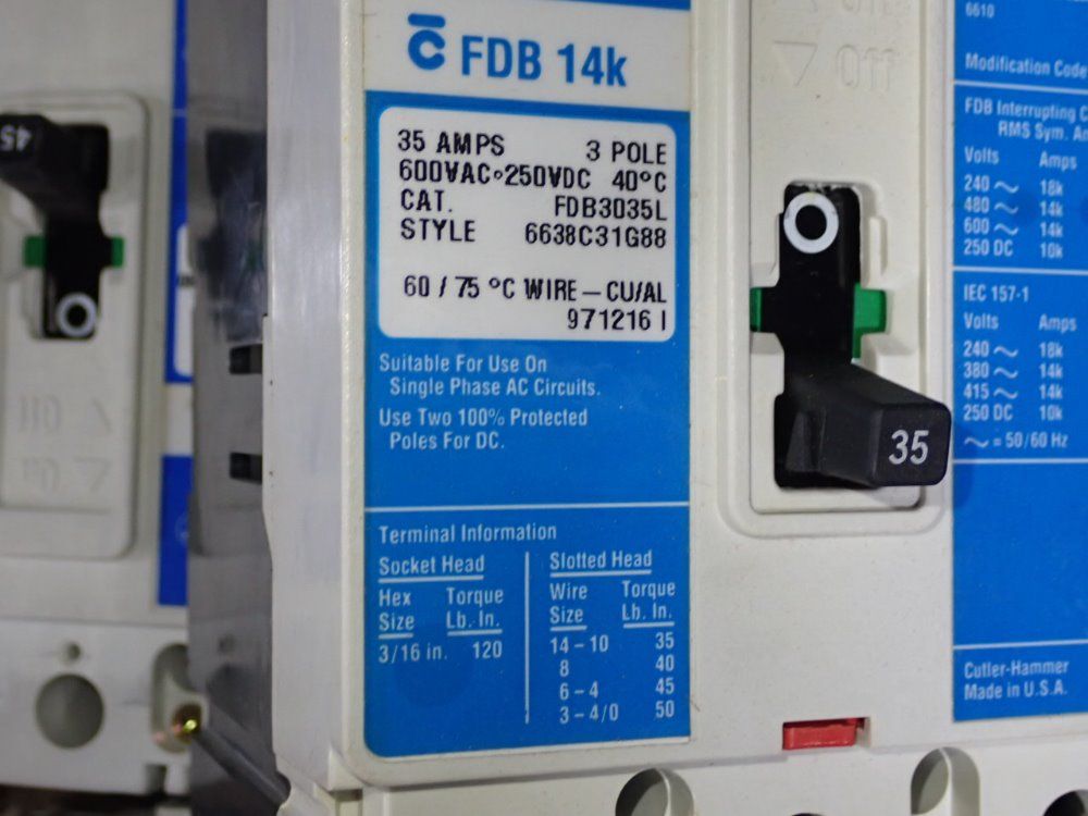 Cutler-hammer 35 Amp Circuit Breakers - Fdb 14k