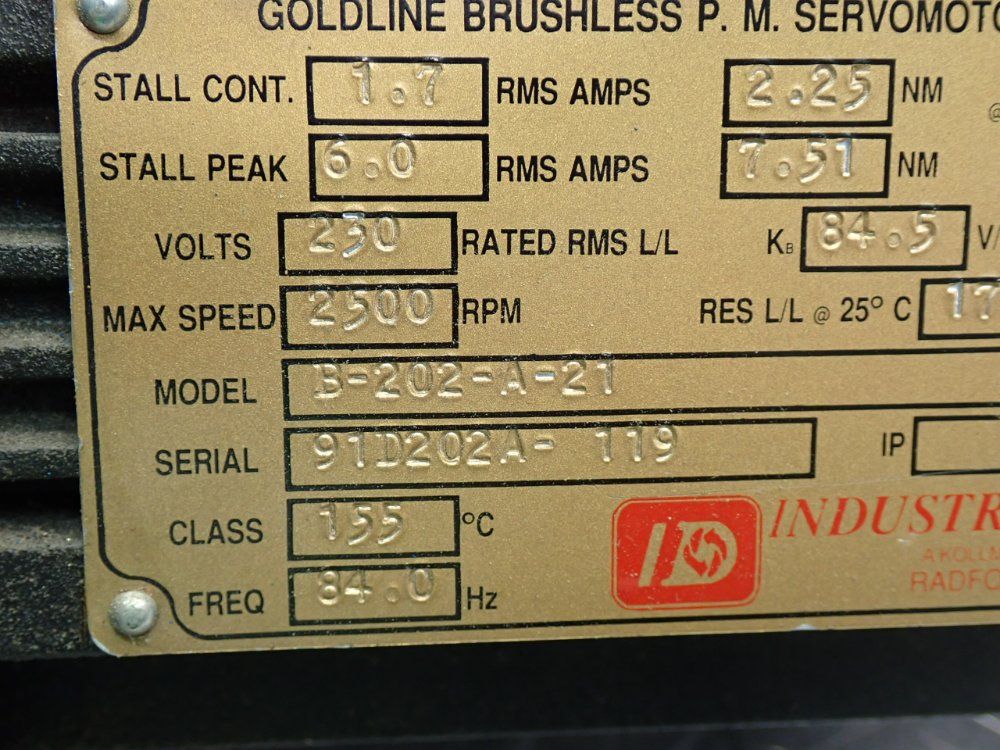 Kollmorgen 2500rpm Servo Motor - B-202-a-21