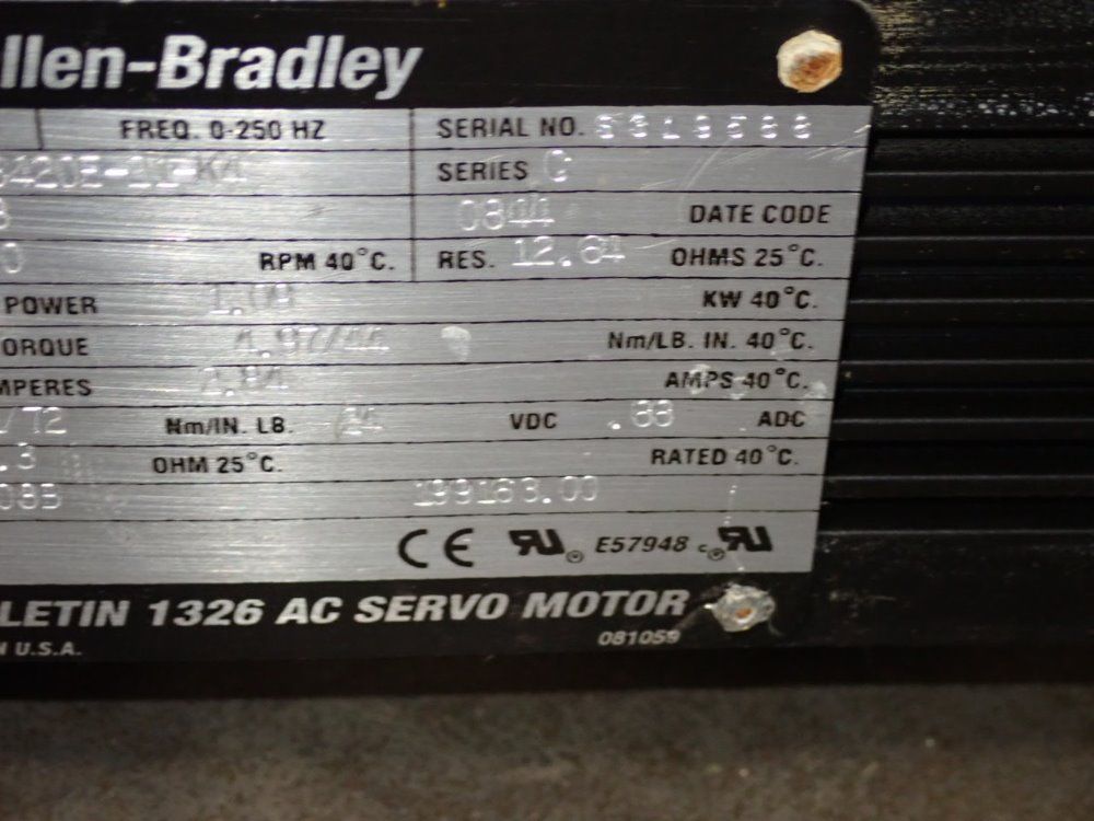 Allen Bradley 1.09 Kw Ac Servo Motor - 1326ab-b420e-21-k4