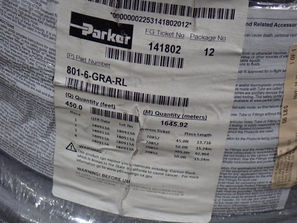 Parker 0.375" Multipurpose Hose - 801-6-gra-rl