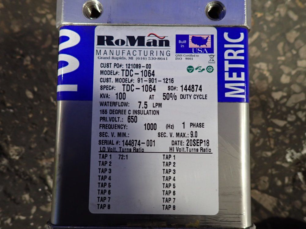 Roman Manufacturing 100 Kva Transformer - Tdc-1064