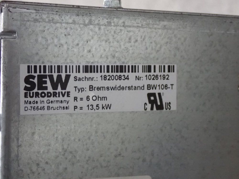 Sew-eurodrive Dynamic Braking Resistor Cabinet - Bw106-t
