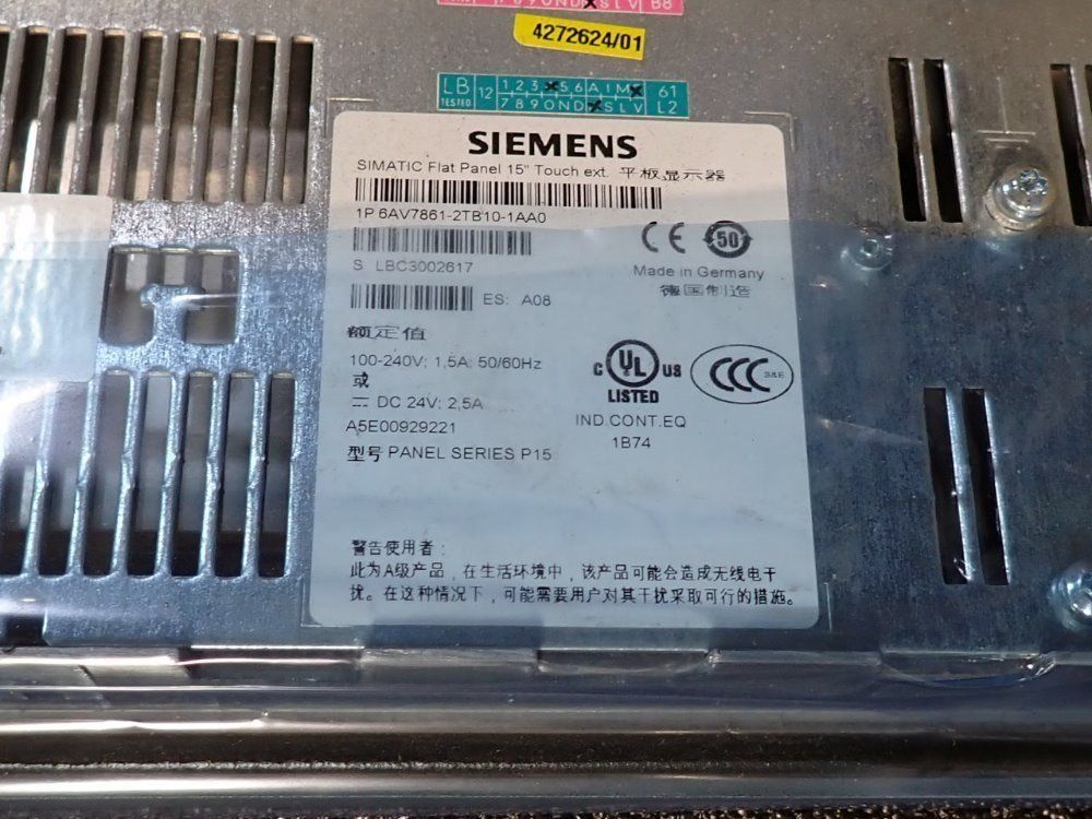 Siemens 15" Control Panel - 6av7861-2tb10-1aa0