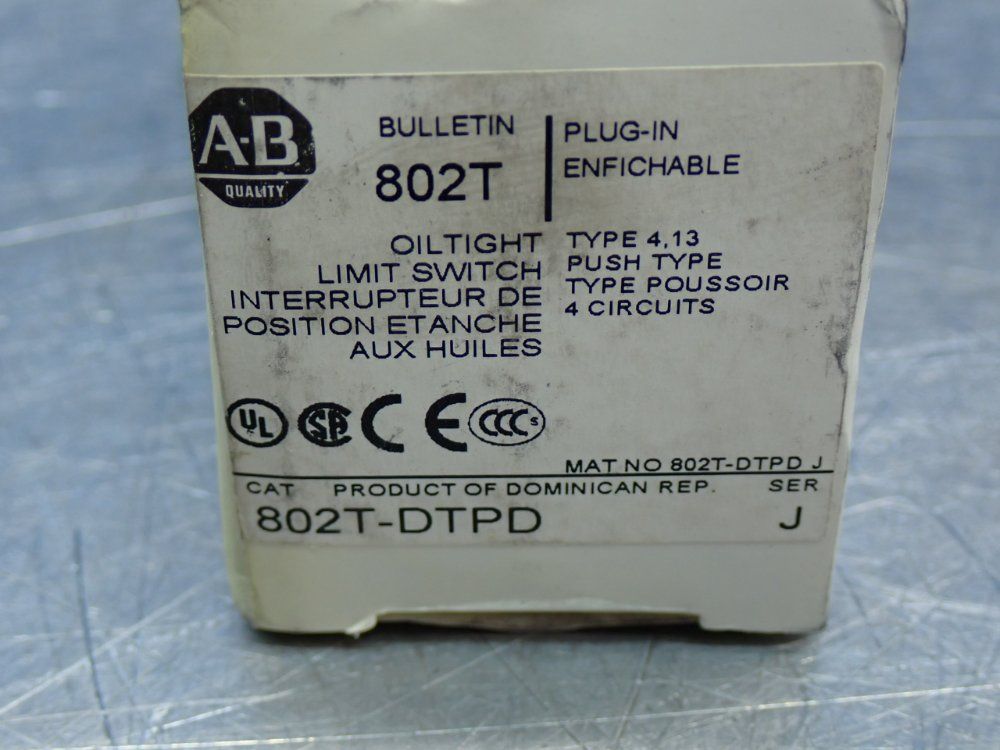 Allen Bradley Plug-in Oiltight Limit Switch - 802t-dtpd