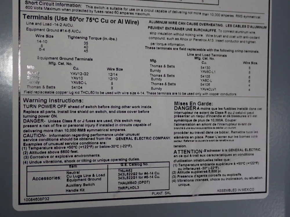 General Electric 60 Amp Non-fusible Disconnect - Thn3362j