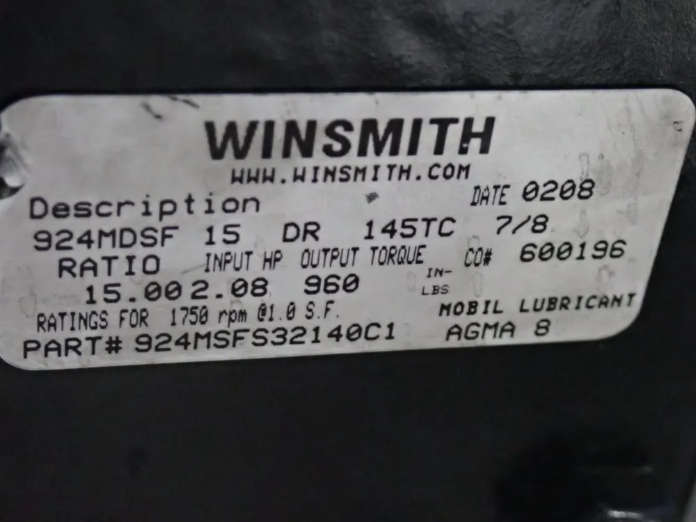 Winsmith 2.08 Hp Speed Reducer - 924mdsf