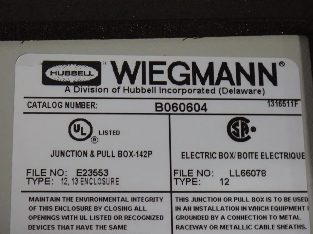 Wiegmann Junction & Pull Box - B060604