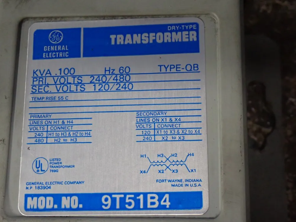 General Electric 0.100 Kva Transformer - 9t51b4