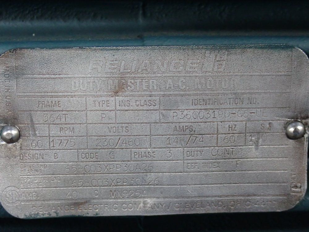 Reliance Electric 60 Hp Motor - P36g0319d-06-ul