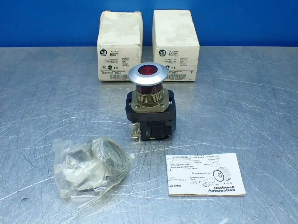 Allen-bradley 2, Illuminated Pushbuttons, Red Cap - 800t-fxp16ra1