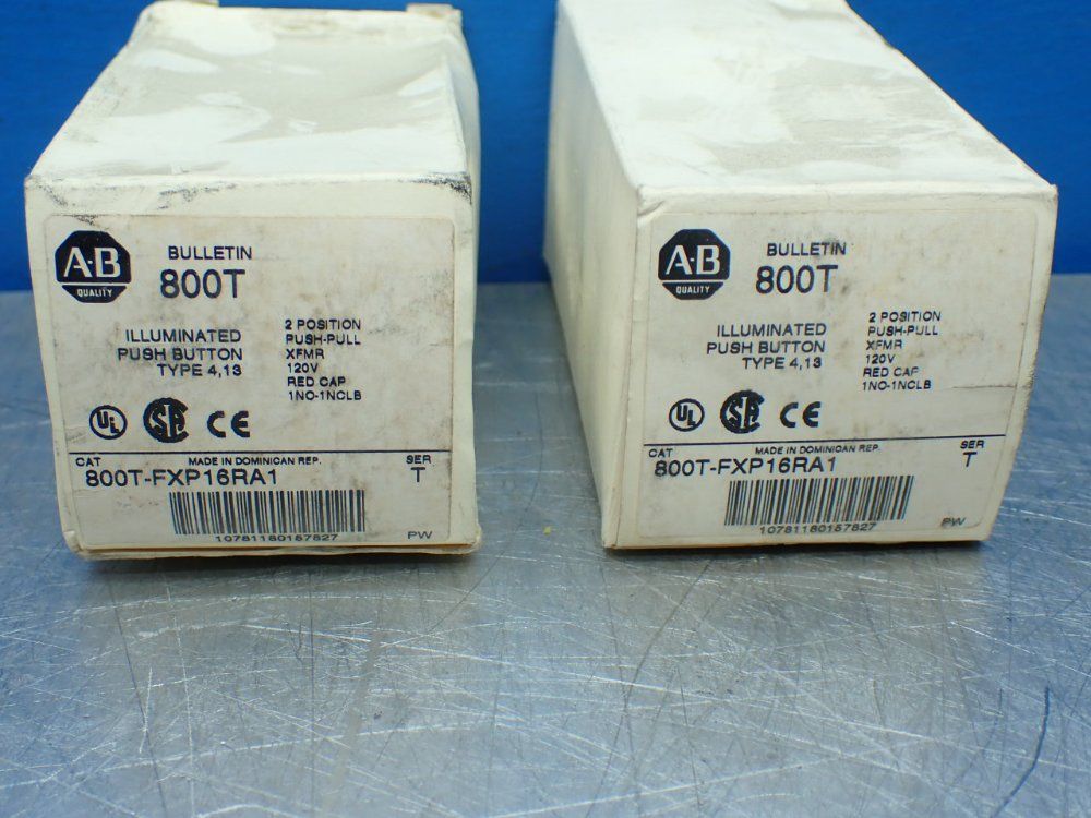 Allen-bradley 2, Illuminated Pushbuttons, Red Cap - 800t-fxp16ra1