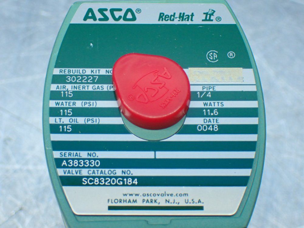 Asco 1/4" Pipe, 150psi Sc8320g184 Red-hat Solenoid Valve - Sc8320g184