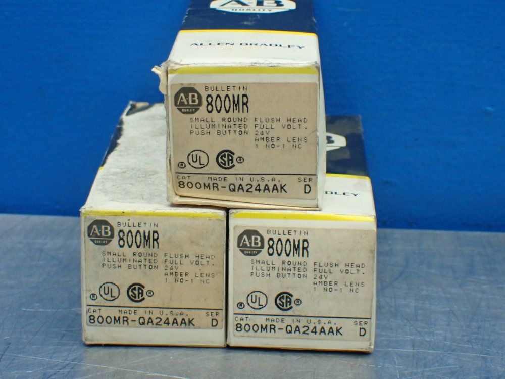Allen-bradley 3, Small Round Illuminated Push Buttons: Amber - 800mr-qa24aak