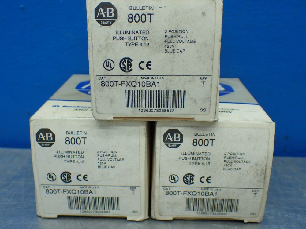 Allen-bradley 3, Illuminated Push Buttons Blue Cap - 800t-fxq10ba1