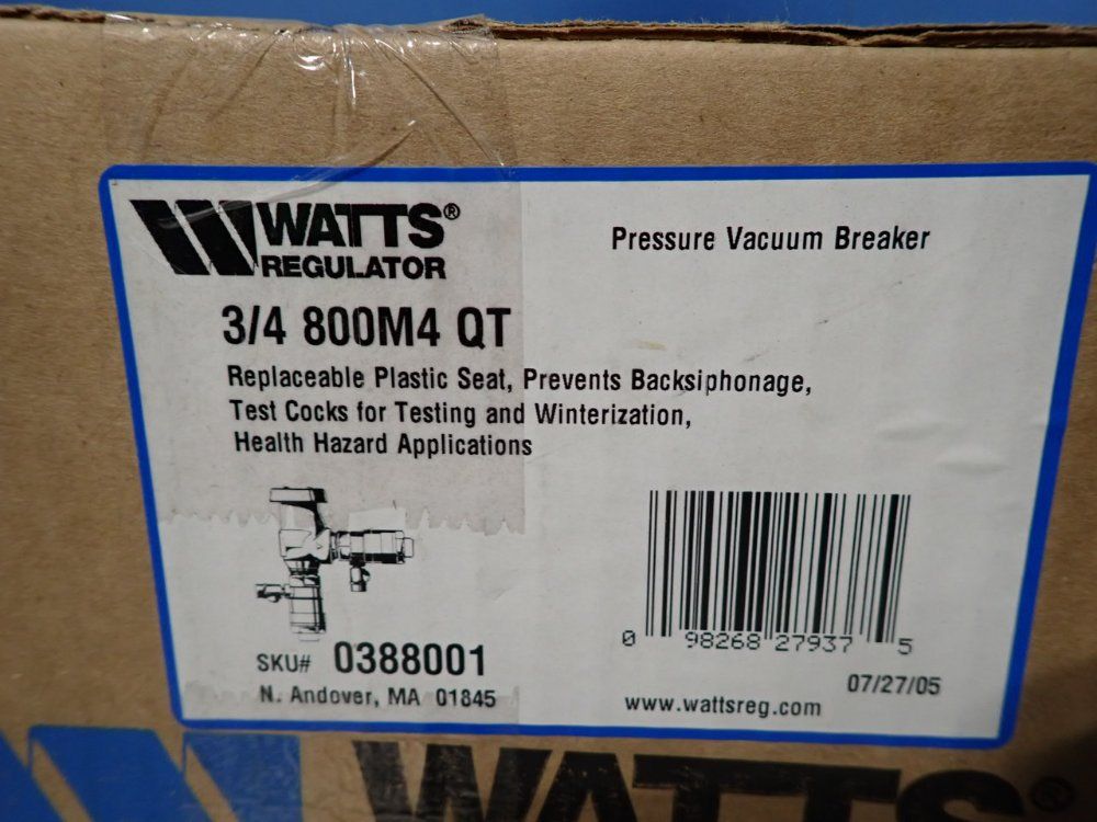 Watts Pressure Vacuum Breaker - 800m4qt