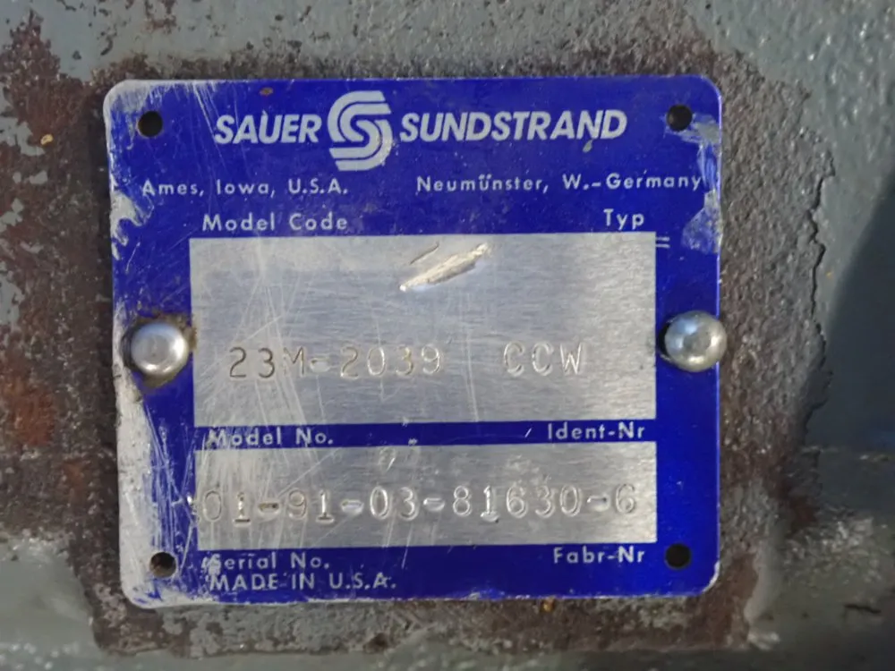 Sauer Sunstrand Hydraulic Piston Pump - 23m-2039 Ccw