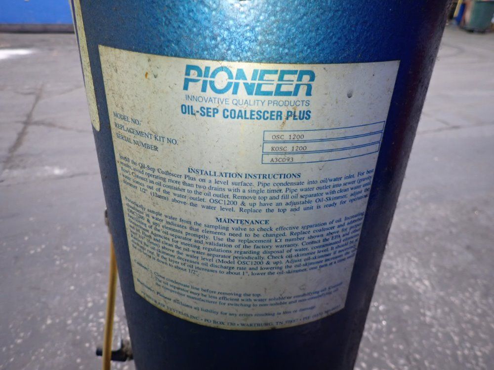 Pioneer Air Systems Inc Oil-water Separator - Osc-1200