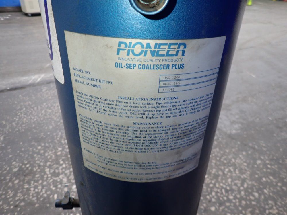 Pioneer Air Systems Inc Oil-water Separator - Osc-1200