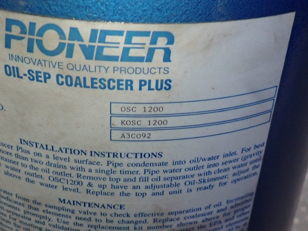 Pioneer Air Systems Inc Oil-water Separator - Osc-1200