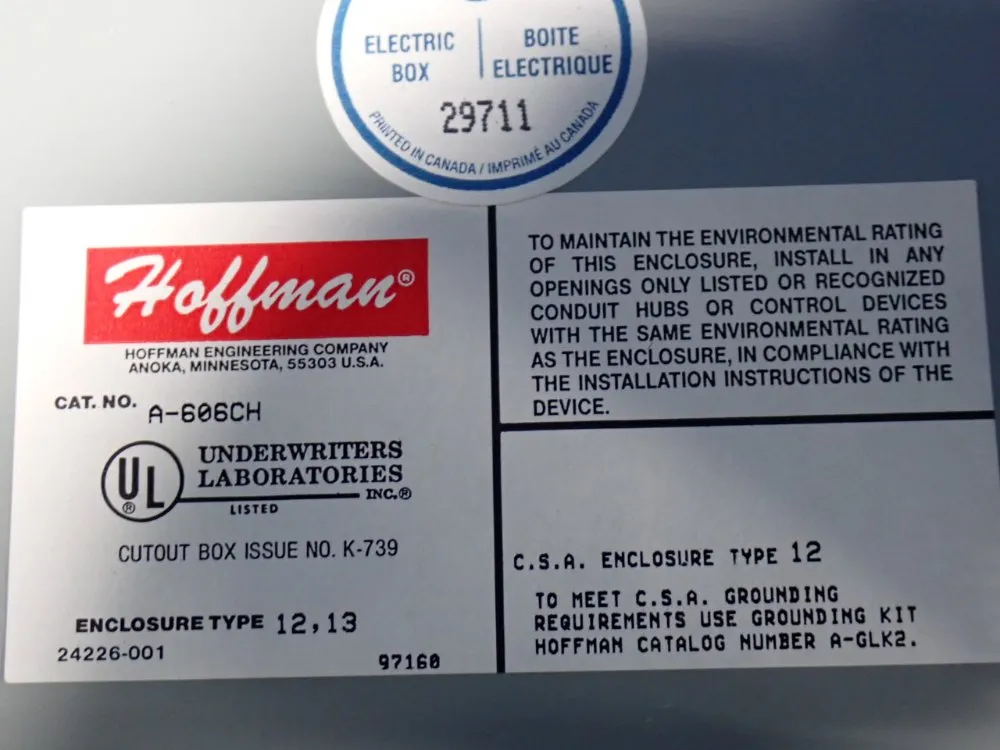 Hoffman Enclosure - A-606ch