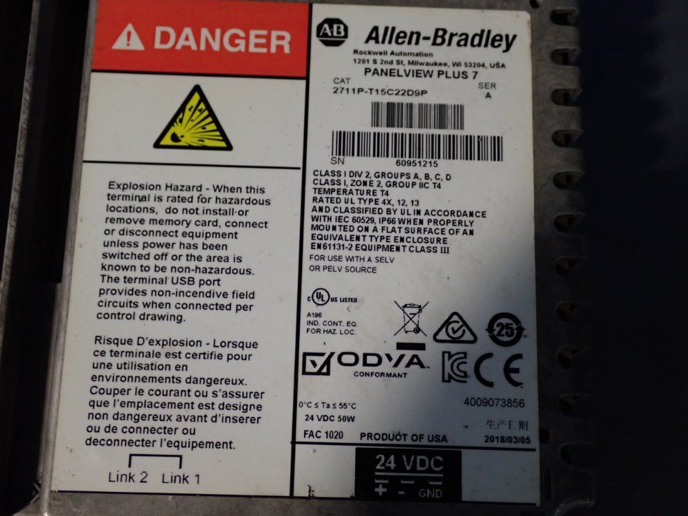 Allen Bradley Operator Interface Panel - 2711p-t15c22d9p