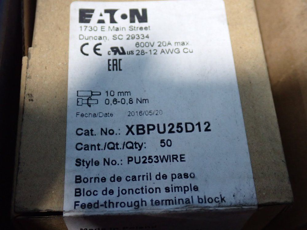 Eaton Terminal Blocks - Xbpu25d12
