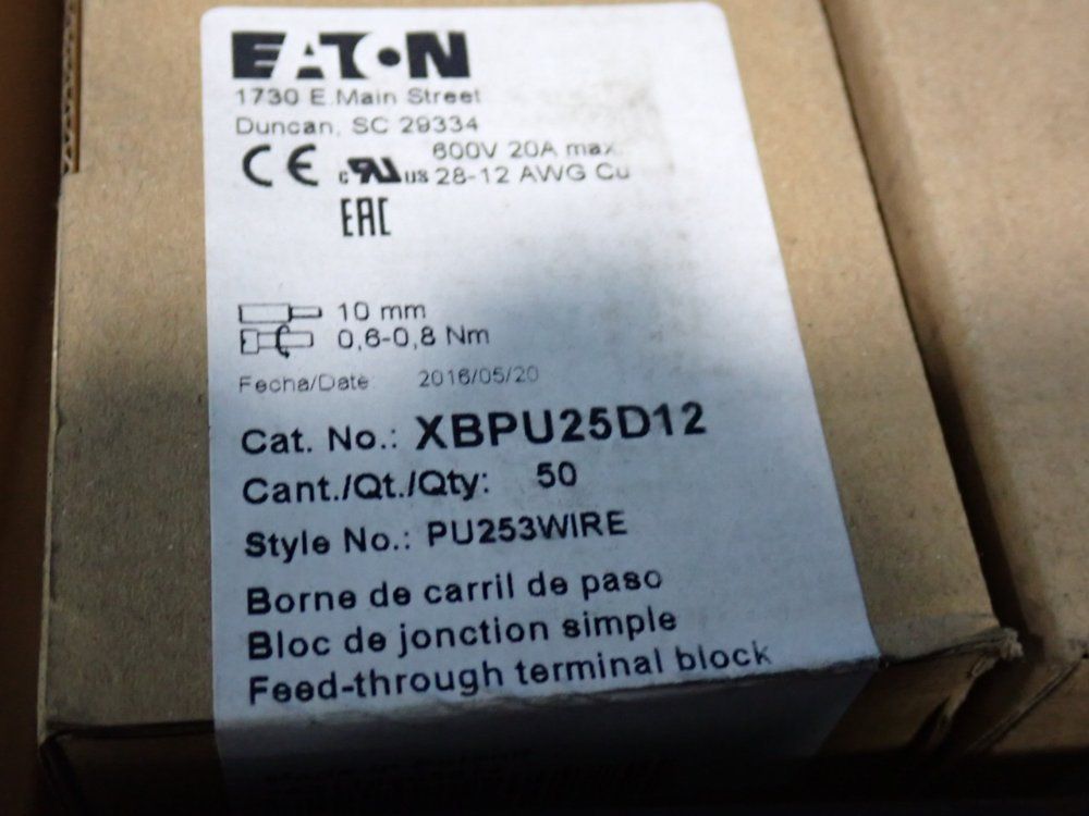 Eaton Terminal Blocks - Xbpu25d12