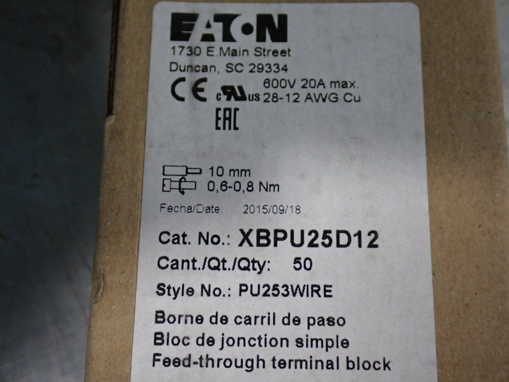 Eaton Terminal Blocks - Xbpu25d12
