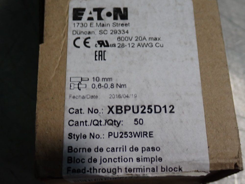 Eaton Terminal Blocks - Xbpu25d12