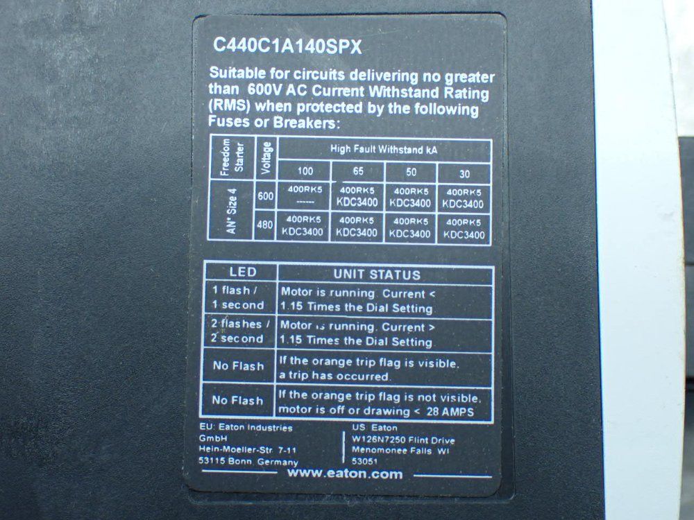 Eaton 5 Electronic Overload Relays - C440c1a140spx