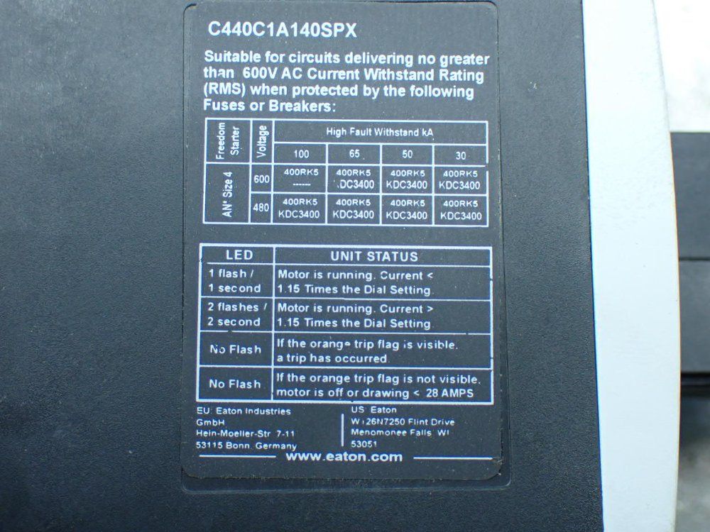 Eaton 5 Electronic Overload Relays - C440c1a140spx