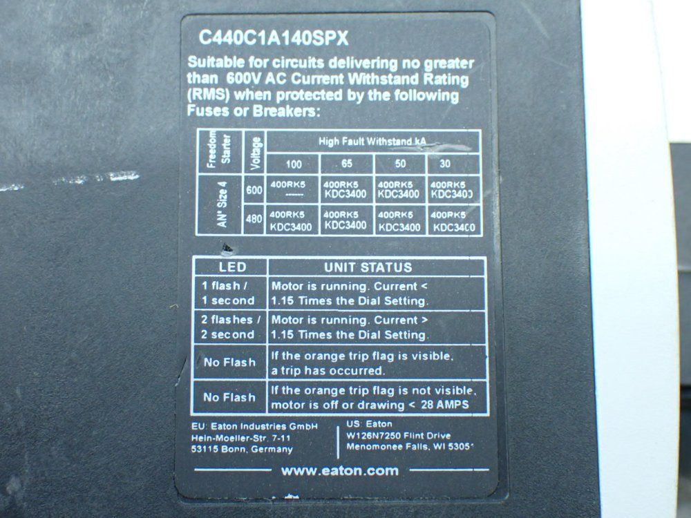 Eaton 5 Electronic Overload Relays - C440c1a140spx