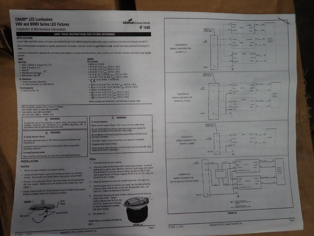 Cooper Crouse-hinds Led Light Fixtures - If1645 / Vmv