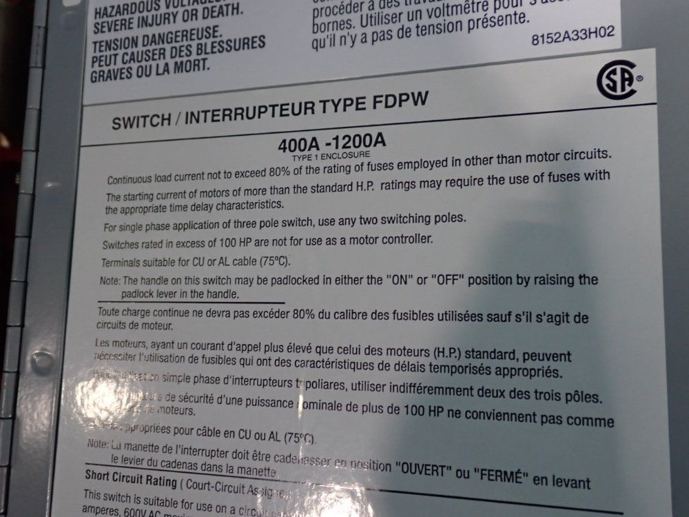 Eaton Dead-front Switch - Fdpw365mr