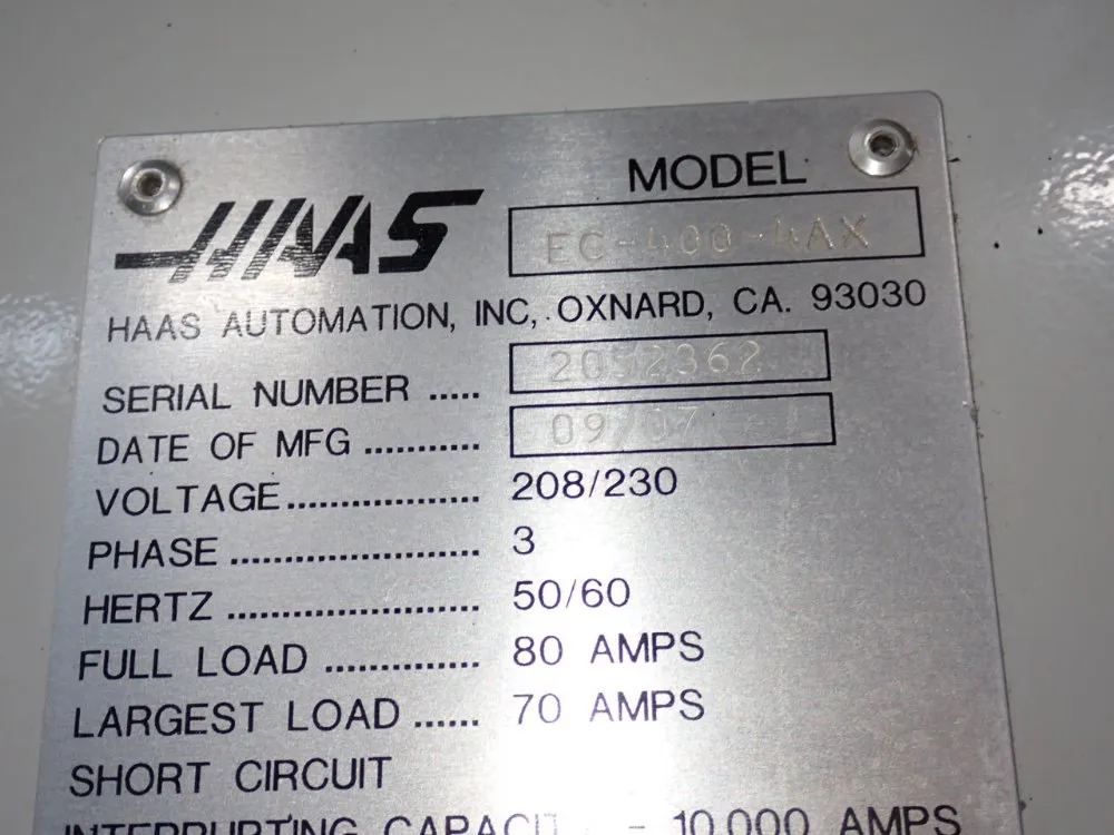 Haas Horizontal Machining Center - Ec-400-4ax