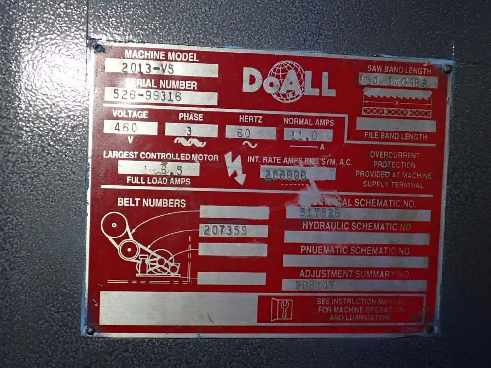 Doall 20" Vertical Bandsaw - 2013-v5