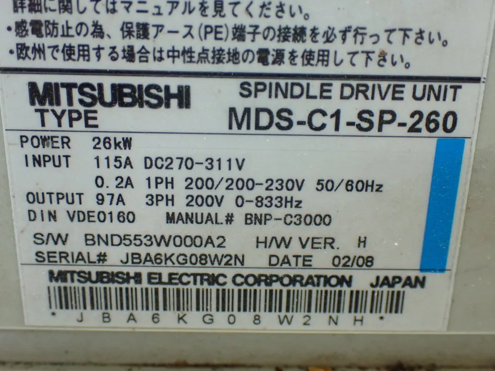 Mitsubishi Spindle Drive Unit - Mds-c1-sp-260