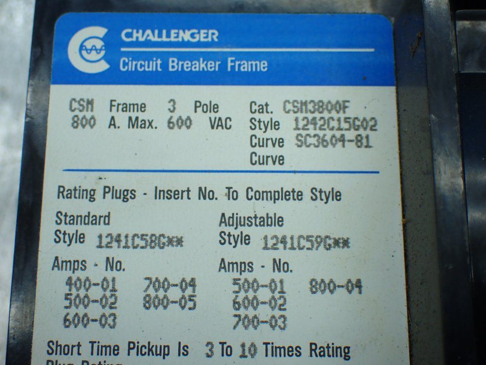 Challenger Circuit Breaker - Csm3800f