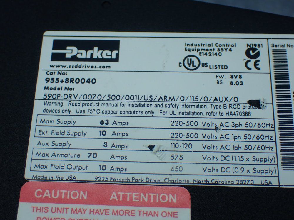 Parker Dc590+ Integrator Series Drive - 955+8r0040