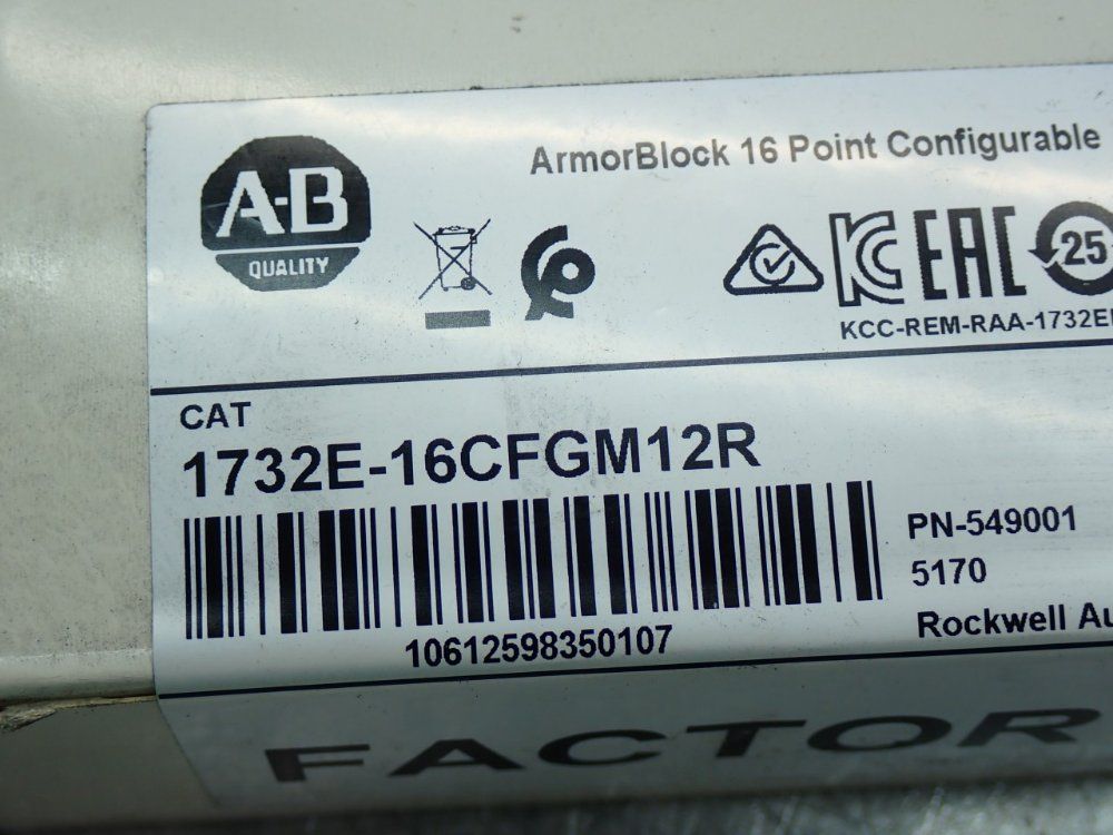 Allen Bradley 1732e-16cfgm12r 16-point Discrete Armorblock I/o Block - 1732e-16cfgm12r