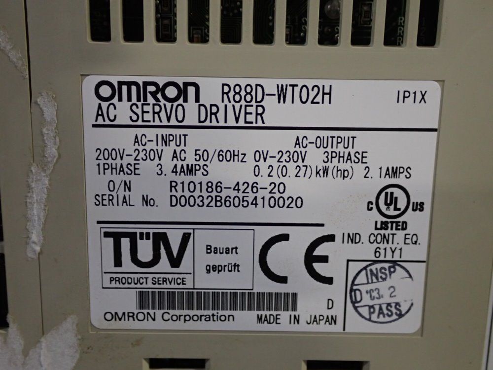 Omron Ac Servo Driver - R88d-wt02h