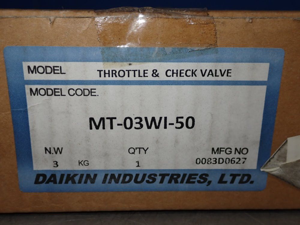 Daiken Industries Throttle/check Valve - Mt-03wi-50